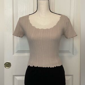 West On Melrose Ribbed Cream Top